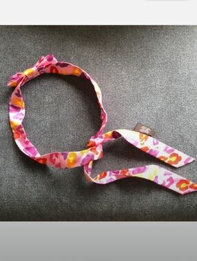 Coach-Poppy Bow Leopard Print Twilly Scarf Hair Accessory (Multi 🩷💜🧡)